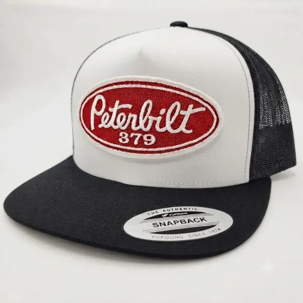 Peterbilt 379 Embroidered Patch On Retro Trucker Hat Adjustable Snapback Baseball Cap Vintage Mesh Hat for Men Women Unisex Streetwear