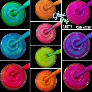 Full 10 Set "NEON Glow Pop Collection PT 7" Oil Slick Mylar Color Shifting Multi-chrome Glow Pop Nail Polish Collection Polish Me Silly
