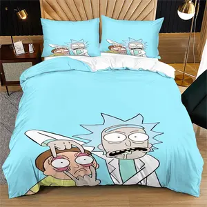 Rick and Morty Pattern Duvet Cover Set, Soft and Durable Bedding for Kids and Teens, Includes 1 Duvet Cover and 1 or 2 Pillowcases