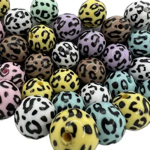 Cheetah Print Bead Mix for DIY Pens - 40pcs 15mm Unique Design Beads for Comfortable Grip & Durable Craft Projects