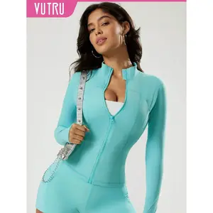 1pc Women's Slim Fit Athletic Jacket With Thumb Holes, For Running, Yoga