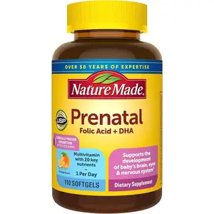 Prenatal with Folic Acid + DHA, Prenatal Vitamin and Mineral Supplement for Daily Nutritional Support, 110 Softgels, 110 Day Supply