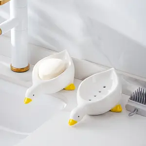 Cute Duck Soap Holder, Soap Dish Holder, Non-Water Retention Bathroom Organizer, Adorable Sink Storage Rack, Ideal for Bathrooms & Washstands