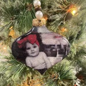 Custom Photo Ornaments Personalized Christmas Tree Decorations Choose Gold White Gold or Any Paint Color for Accents