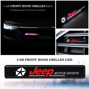 Car Grille Illuminated Logo Light, Front Car Emblem Decoration Lamp, LED Modification Light for Jeep Vehicle Head Exterior Decor Accessories