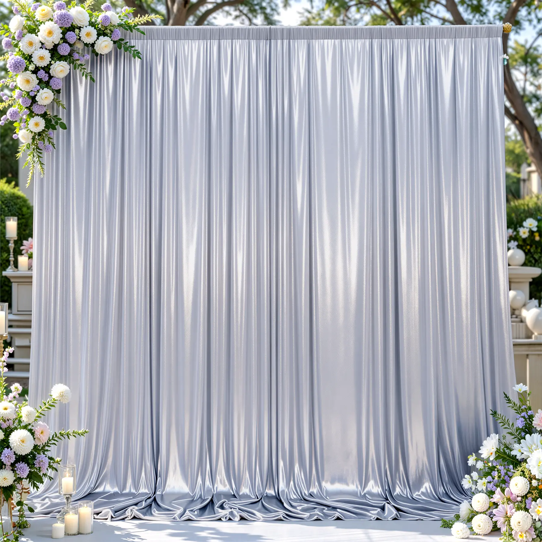 Silver Sequin Backdrop Curtain - Wrinkle Free Shimmer Back Drop Cloth, Glitter Backdrop Drapes for Photography, Birthday, Wedding, Graduation Background