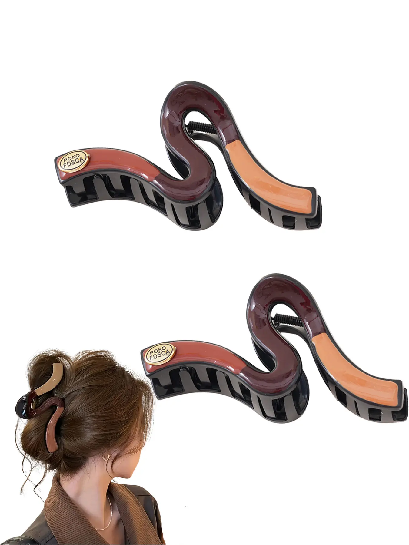 Elegant French Vintage Hair Clip, Acrylic Material, Wave Design Anti-Slip, Suitable for Updos, Workplaces & Parties