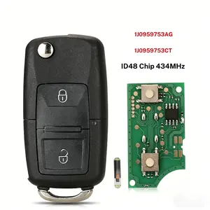 434MHz ID48 2 Button Flip Remote Key Replacement 1J0959753AG/CT Uncut For VW Golf Passat Skoda Octavia Seat Leon Accessories