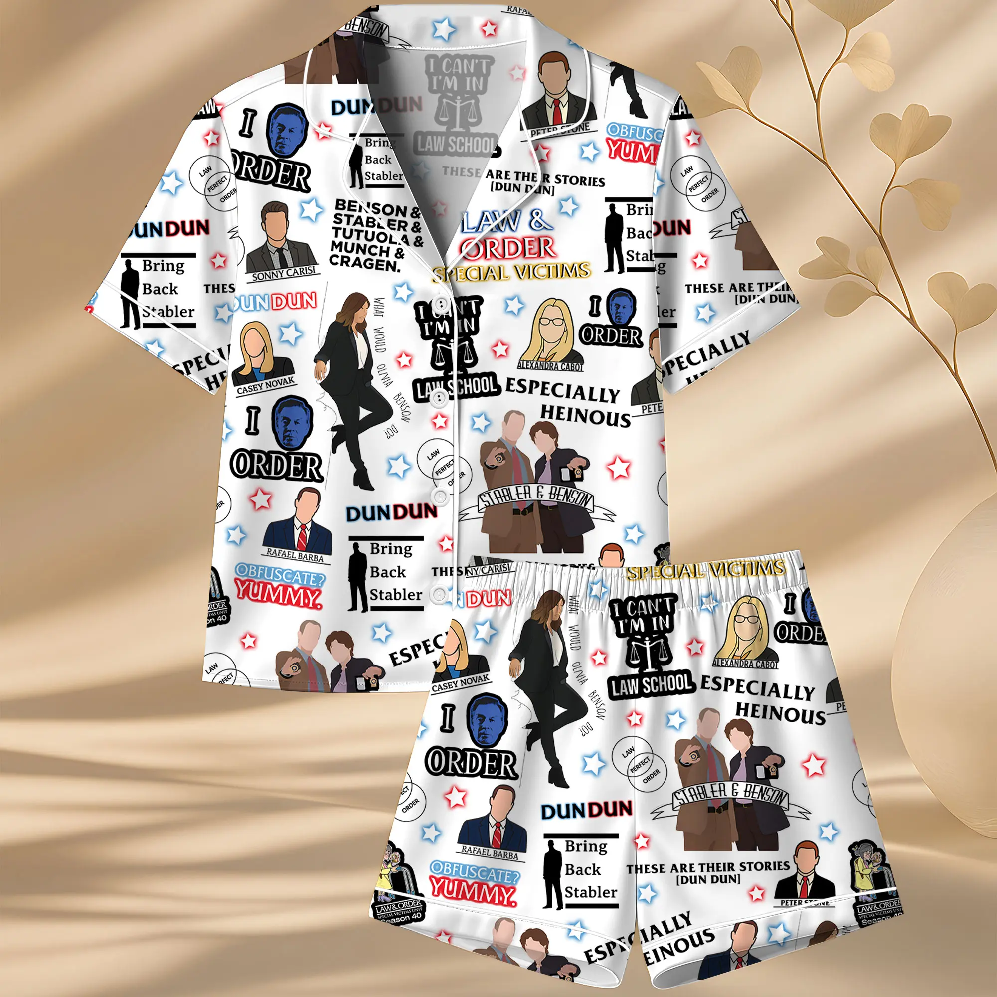 Law And Order Pajamas Set, Movie Christmas Sleepwear, Women Loungewear, Holiday gift