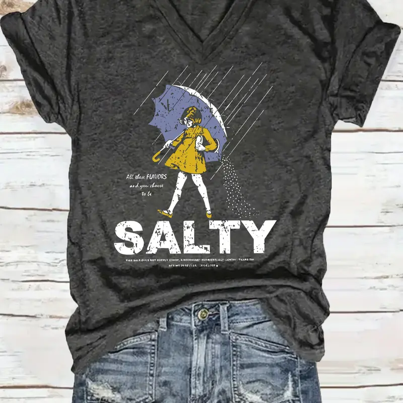 Women's V Neck Short Sleeve T-Shirt, Casual Loose Fit Oversized Vintage Graphic Summer Top, Graphic Tees Women, Vintage Print, Comfortable Breathable Fabric, S-Xxl Sizes