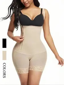 Women's Solid Color Side Zipper Open Bust Shapewear Bodysuit, Tummy Control Butt Lifter, High Stretch Seamless Shaper for Yoga Wedding Party