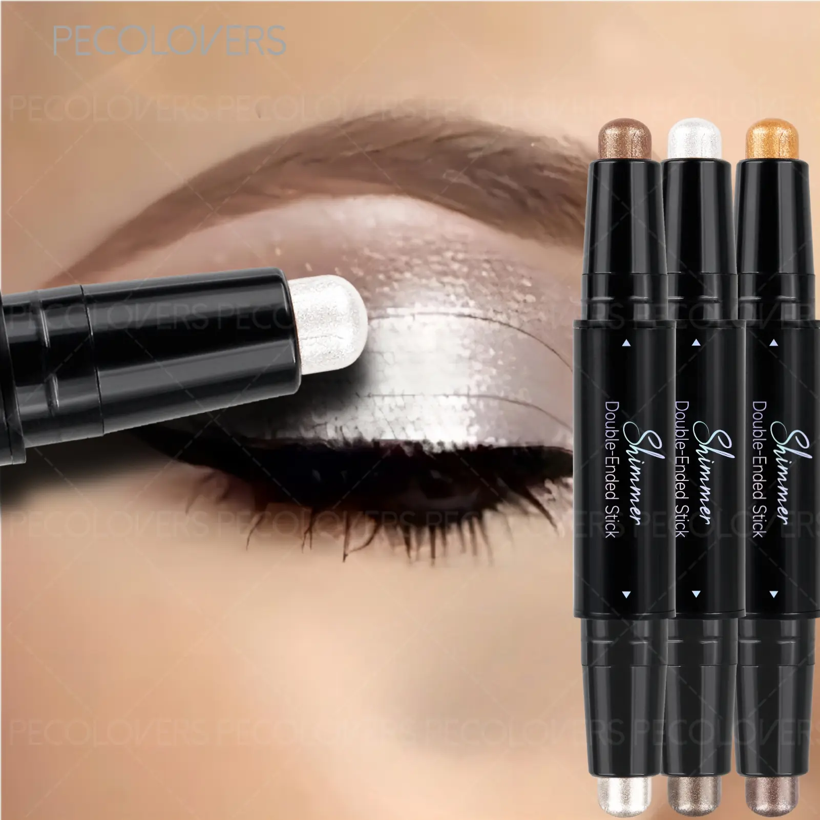 3pcs/set Double Head Eyeshadow Stick Colorful Shimmer Brown High Pigmented Waterproof Cream Eyes Shadow Pencil Long Lasting Makeup Cosmetic