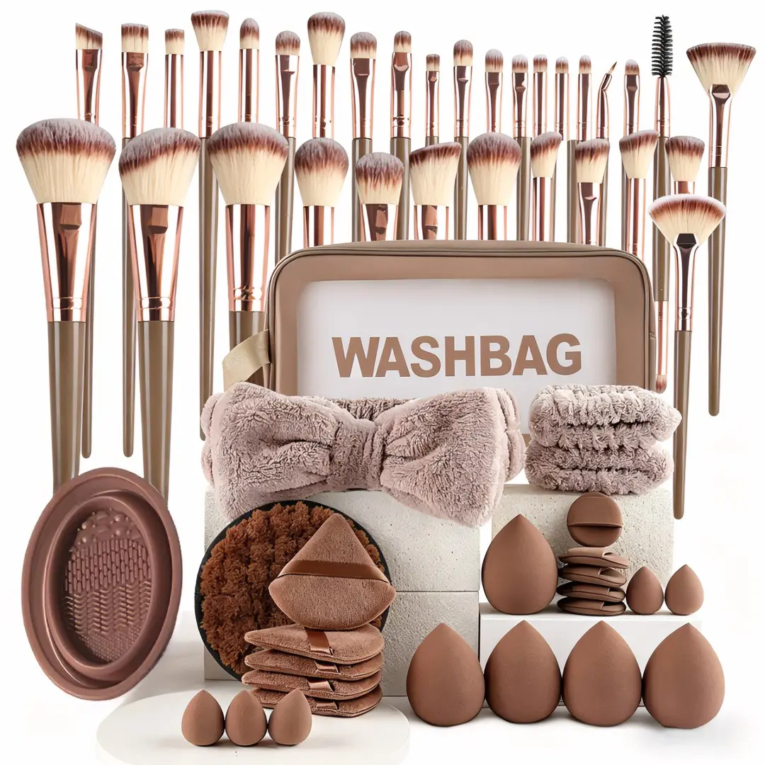 32-Piece Makeup Brush Set, Makeup Tool, Includes Beauty Blender, Puff, Hairband, Storage Bag, Soft Bristle Cosmetic Brushes for Foundation, Eyeshadow, Blush