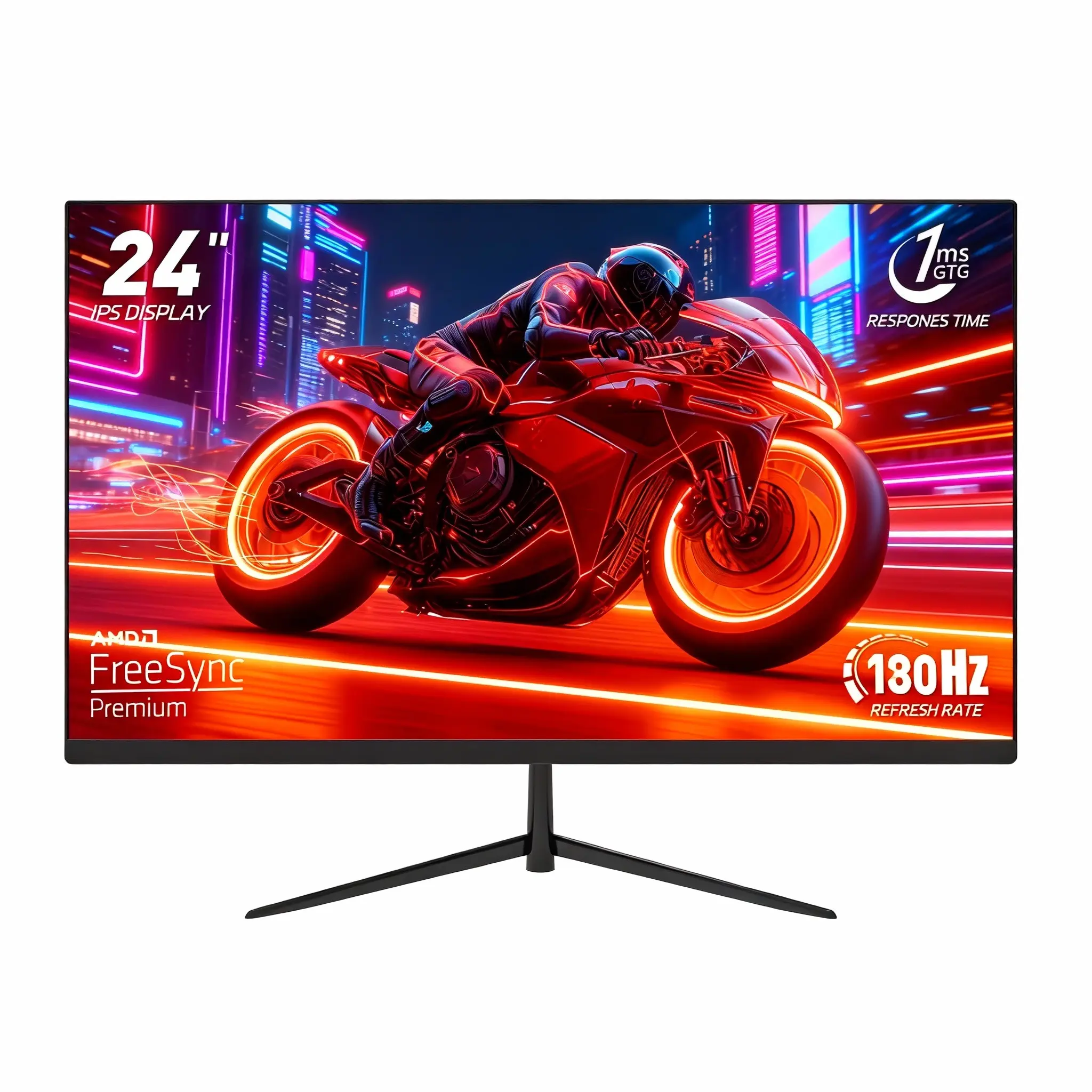 24-in FHD IPS Gaming Monitor - 180Hz Refresh Rate, 1ms Response Time, FreeSync, Ultra-Slim Bezel, Built-in Speakers, HDMI/DP Interfaces, Compatible with PS5, Xbox, Switch, Laptop for US Gaming Setup