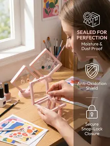 5-Pack (11cm×11cm) 3D Pink Floating Display Cases, Dustproof Jewelry Packaging, Transparent Hanging Storage Boxes with Elastic Membrane, for Necklaces, Bracelets, Rings, Coins, Earrings & Brooches, Suitable as Gift Boxes for Retail and Personal Use