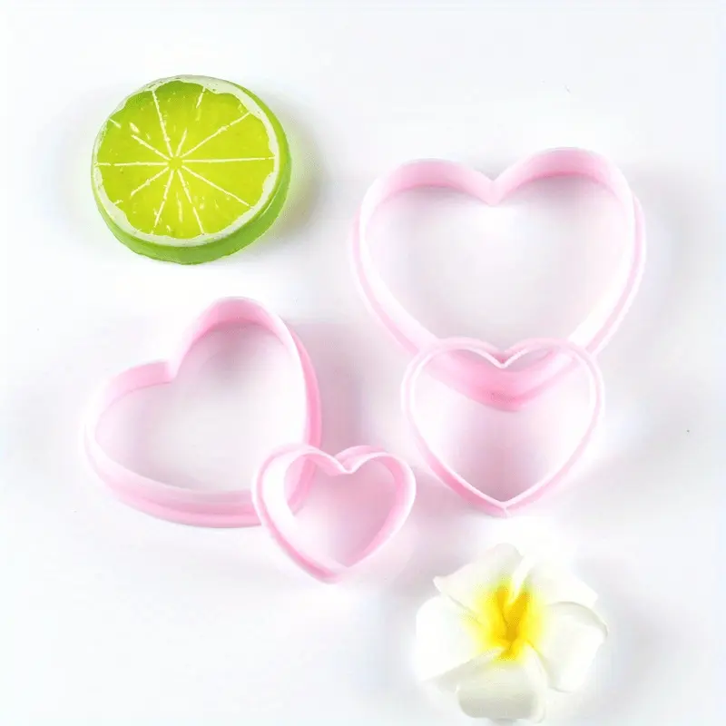 4 Pcs/1Set Heart-Shaped Cookie Cutters Valentine's Day Love Wedding Romantic Cookies Molds Baking Tools Biscuits Stamp Fondant Cake Clay Molds