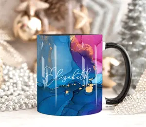 Blue Marble 11oz Accent Coffee Mug, Personalised Mug, Custom Name Cup, Coffee Tea Cup Gift For Her, Valentines Gift For Her Him, Sister Mum Birthday Gift