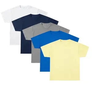 5 Pack Heavyweight T-Shirt 100% Cotton Solid Color Unisex Loose Fit Fade Proof Basic Tee Everyday Casual Wear