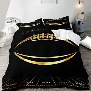 Football Themed Duvet Cover Set, 2/3 Counts/set Including 1 Duvet Cover & 1/2 Counts Pillowcase, Soft Comfortable Bedding Set for Home Bedroom