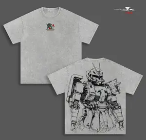 MS-06 Zaku II – Mobile Suit Gundam Anime Double Printed Vintage Washed Tee Unisex Oversize Anime Manga Washed Heavyweight Cotton T-shirt