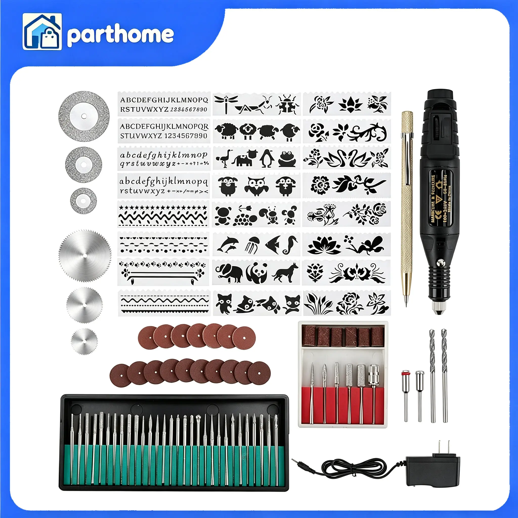 108PCS Electric Engraving Tool Kit Rotary Engraver Pen DIY Miniature Sander Tool