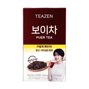 Teazen Korean Pu-erh Tea Extract Powder - Instant Cold/Hot Brew, Low Sugar, Low Calorie, TWICE Endorsed, 10 Sachets (1.8g each)