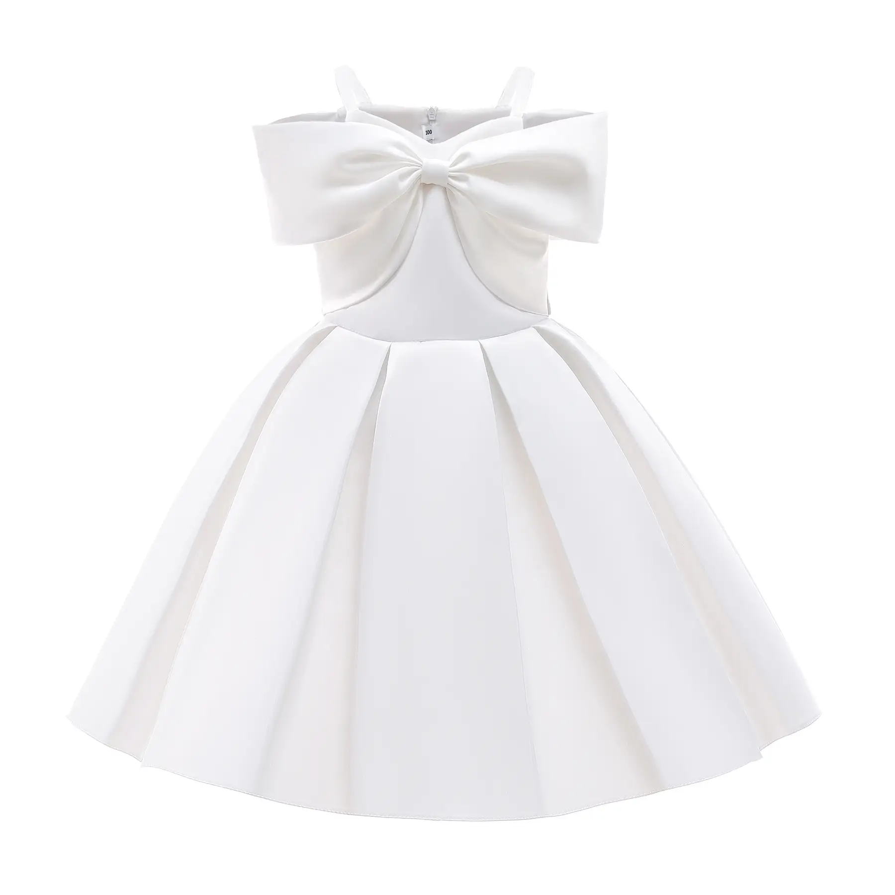 Kid Girls Princess Dress Solid Color Off The Shoulder Full Dress Performance One Piece Party Dress ZT-2170 White girlclothes