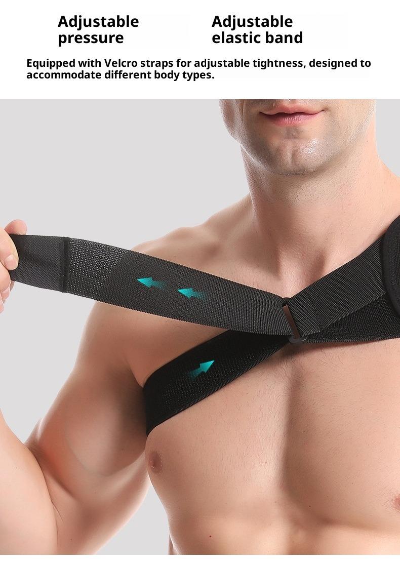 Breathable Compression Shoulder Brace for Men & Women -Adjustable Shoulder Support Belt with Ergonomic Design, Moisture-Wicking Fabric & Red Accent Stripes - Ideal for Gym, Heavy Lifting, Home Office & Sports Injury Recovery, Gym Essential