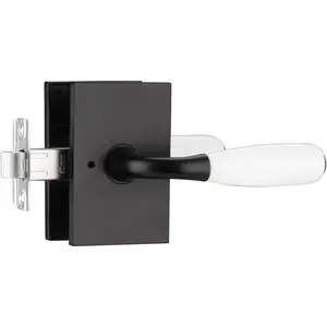 White Door Handles Interior, Porcelain Door Handles with Lock for Bath & Bedroom, Modern  Door knobs