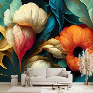 3D Floral - Wall Mural | Large Wallpaper for Living Room Bedroom Background Wall Decoration - (Not Peel N' Stick)