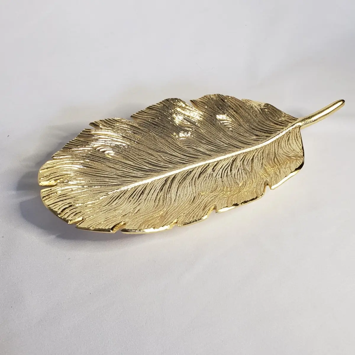 Jiallo 71912 Stainless Steel Gold Leaf Plate - 14.25x7 in Kitchen Tableware Dish for Table Decor, Plates