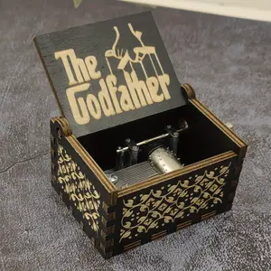 Exquisite Retro-Style "The Godfather" Miniature Wooden Music Box - Hand-Cranked Musical Instrument with Rich Melody, Black Finish, and Classic Design Unique Gift for Lovers Film Enthusiasts