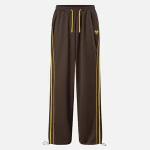 Aelfric Eden Striped Baggy Track Pants Loose Barrel-Fit Retro Stripe Insert Drawstring Hem Quick-Dry Breathable Fabric Unisex Casual Pants