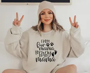 From Fur Mama To Baby Mama Sweatshirt/Hoodie/Tshirt - Pregnant Sweatshirt Gift For Expecting Mom New Mom Sweater Pregnancy Reveal Shirt Baby Announcement