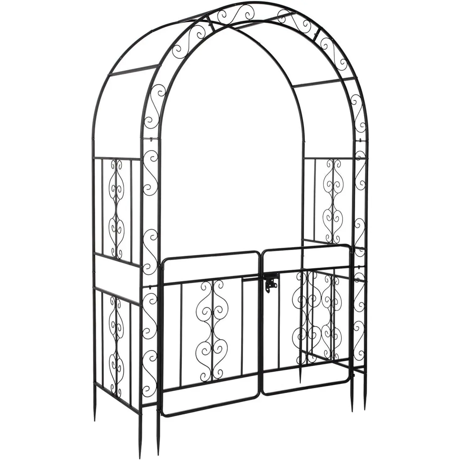 【Summervibes】Ubesgoo Metal Garden Arch with Double Gate Heavy-Duty Arbor Trellis, Arbor Archway for Climbing Plants Support Rack, Outdoor Lawn Backyard Patio Decoration