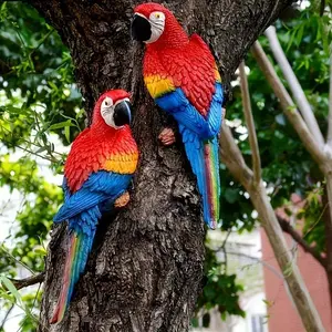 Parrot Statue, 1 Count Colorful Parrot Climbing Tree Sculpture, Decorative Art Ornament, Home Decor Supplies for Garden & Outdoor Atmosphere