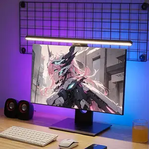 Computer Accessories RGB LED Monitor Light Bar, Stepless Dimming Computer Screen Hanging Lamp, Atmosphere & Night Light Modes for Reading and Gaming