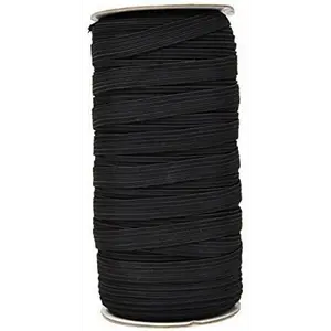 Mandala Crafts Flat Elastic Band, Braided Stretch Strap Cord Roll for Sewing and Crafting; 3/8 inch 10mm 50 Yards