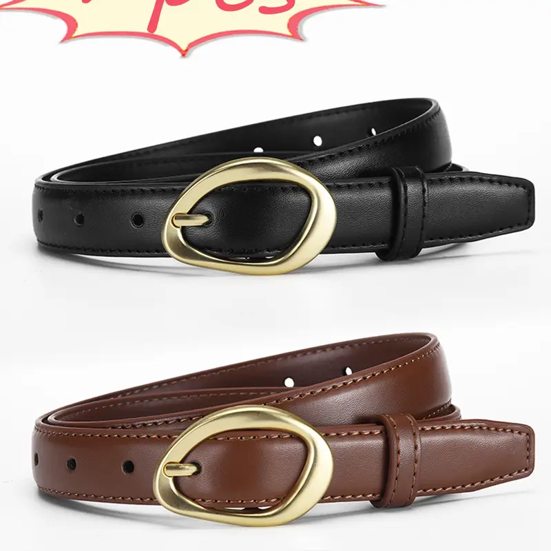 2pcs Women's Premium Alloy Buckle Belts, Stylish Casual Belts in Two Colors, Perfect for All Seasons and Casual Dress Belt, Casual Waist Belt, Fashion Belts, Everyday Belts