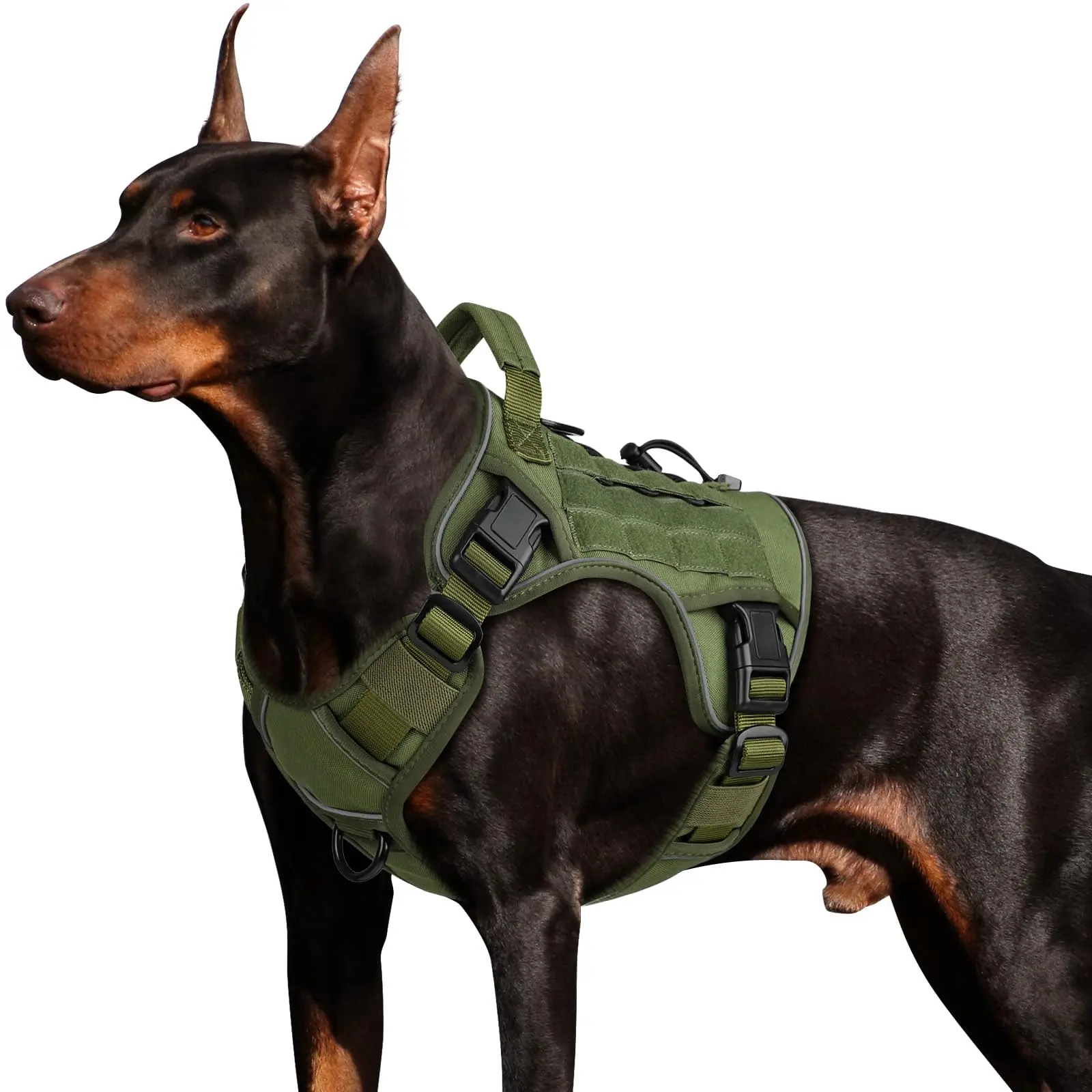 Tactical No-Pull Dog Harness for Medium Pitbulls, Heavy-Duty Reflective Military K9 Vest with Handle, Adjustable, Multi-Size for Walking Training