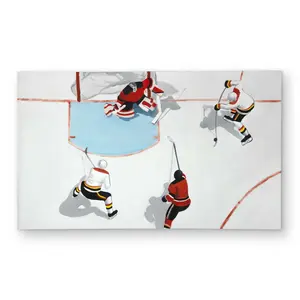 Begin Home Decor C1ROAR35K4MOCG 3 x 5 ft. Eventful Hockey Game Rectangle Area Rug - Illustrative Childrens Art