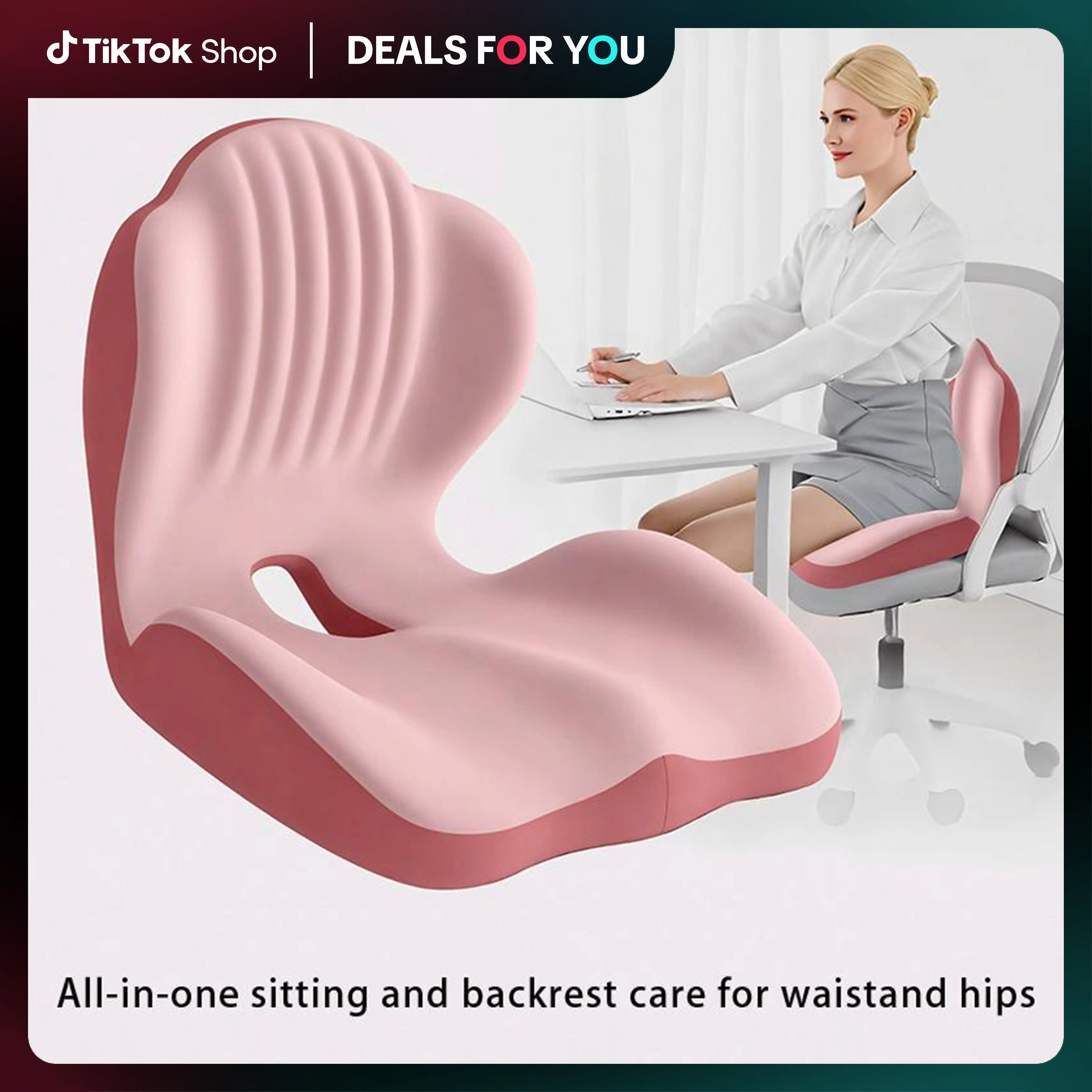 Anti slip memory foam seat cushion, back support pad for office driving, ergonomically designed, can degrade 80% of the body's support pressure, gifts