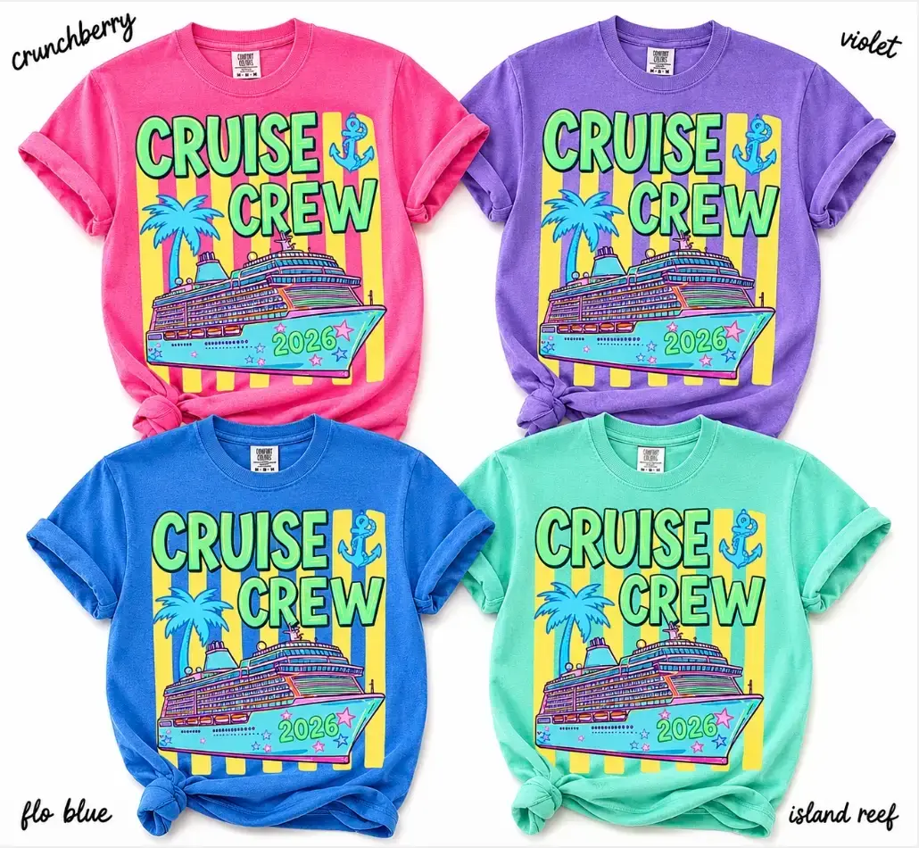 Comfort Colors Cruise Crew 2026 Shirt, Family Matching Cruise Tee, Caribbean Cruise Vacation Shirt, Comfort Colors Travel T-Shirt Outfit Top Womenswear
