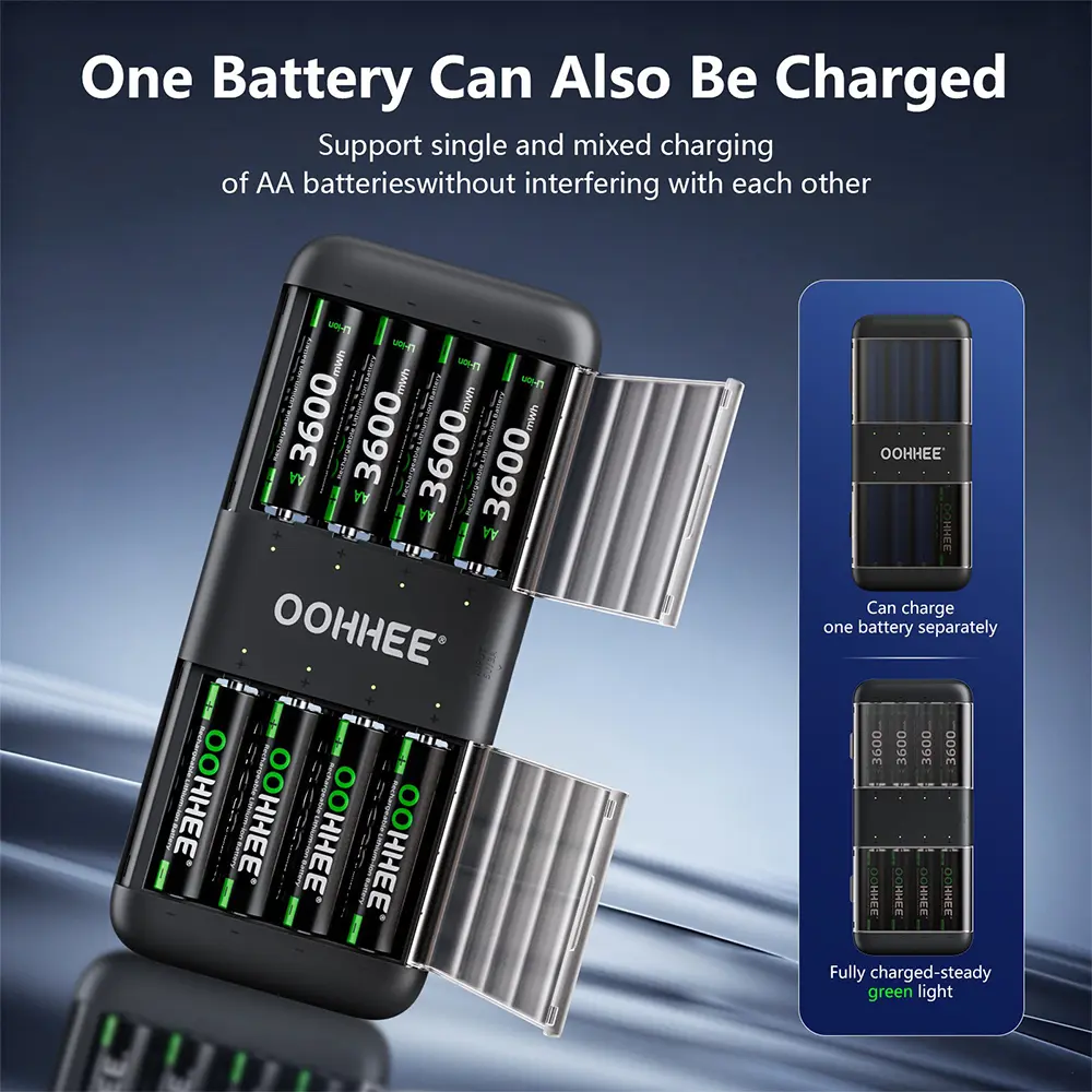 8PCS 3600mWh 1.5V AA Rechargeable Lithium Battery with 8-slot Fast Charing Box