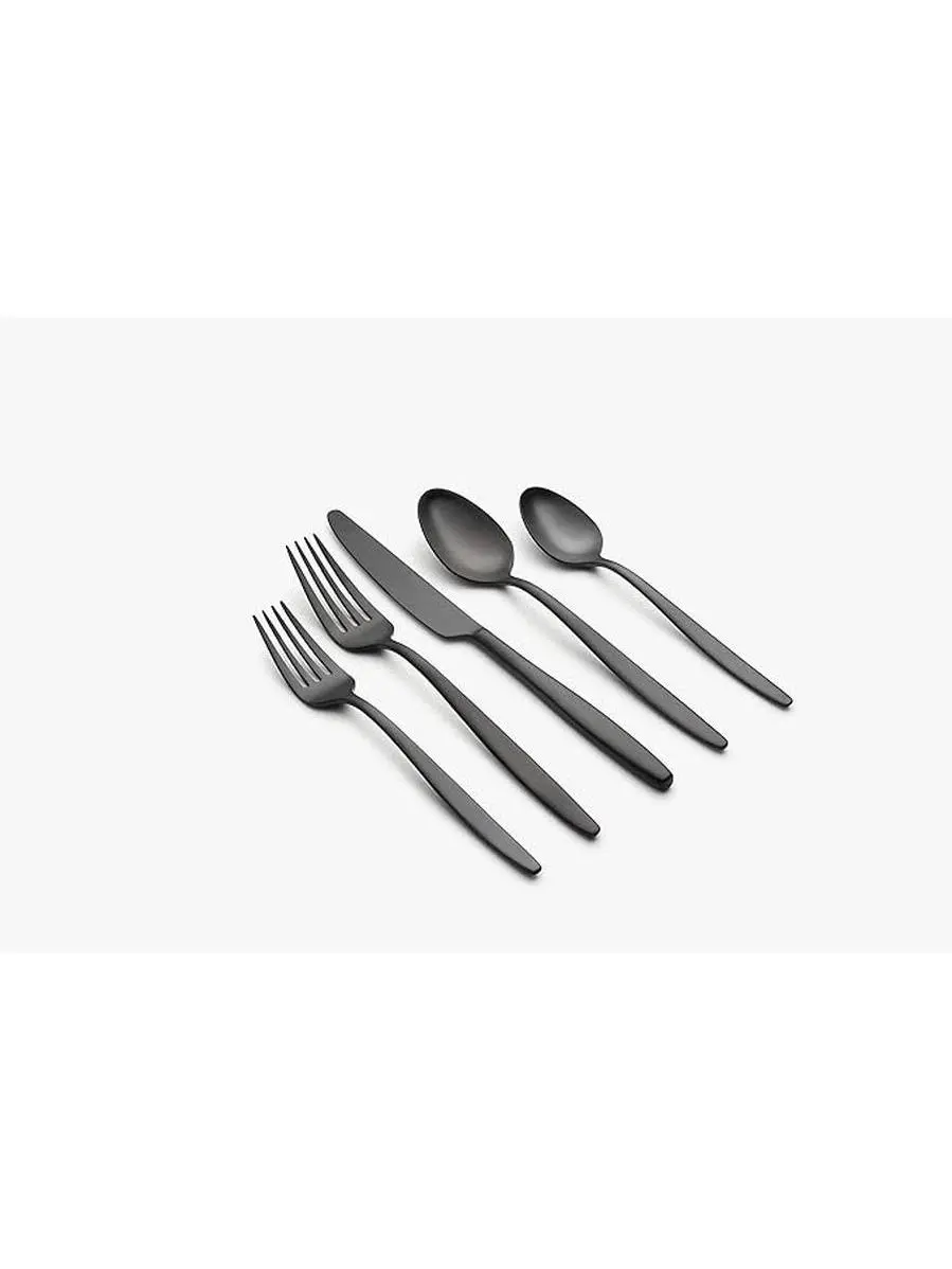 Cambridge 513920CKW12R Nylah 20-Piece Cutlery & Tableware Set, 18-0 Stainless Steel PVD Black Satin, Dishwasher Safe Flatware