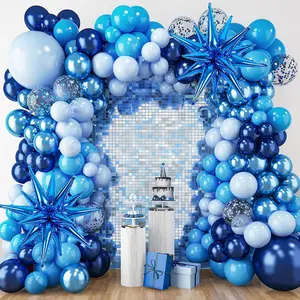 140Pcs Blue Balloon Garland Kit Metallic Confetti Star Navy Latex Winter Wonderland Party Decor