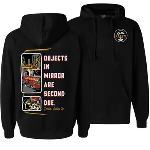 Gettin' Salty Firefighter Graphic Hoodie, Objects in Mirror Are Second Due T-Shirt, Soft Cotton Blend Shirt, Firefighter Apparel for Men & Women, Firefighter Gift