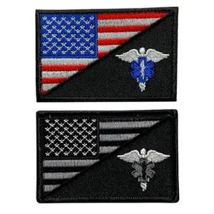 USA Flag Medic EMT EMS Patch (2PC Bundle -“Hook” Fastener - MF3-MF4)