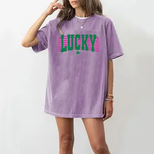 Clover lucky washed top, striped short-sleeved top
