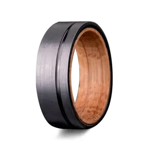 Tungsten Whiskey Barrel Ring |The Winner |GentleBands| Tungsten Carbide, Brush Finish, 8Mm Width, Comfort Fit | Men'S Wedding Bands